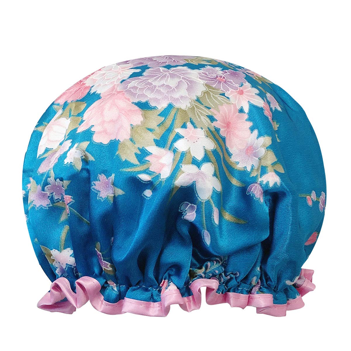 allydrew Reusable Women's Waterproof Shower Caps for Long Hair, Black and White Dots
