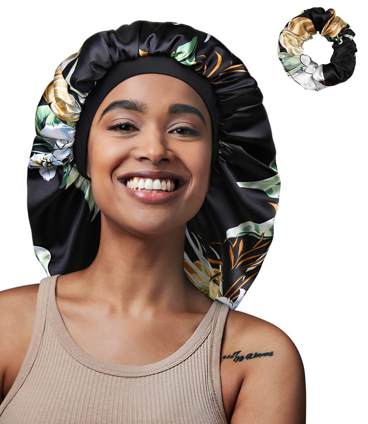Long Braids Satin Bonnet Jumbo Sleep Cap to Protect Hair Black
