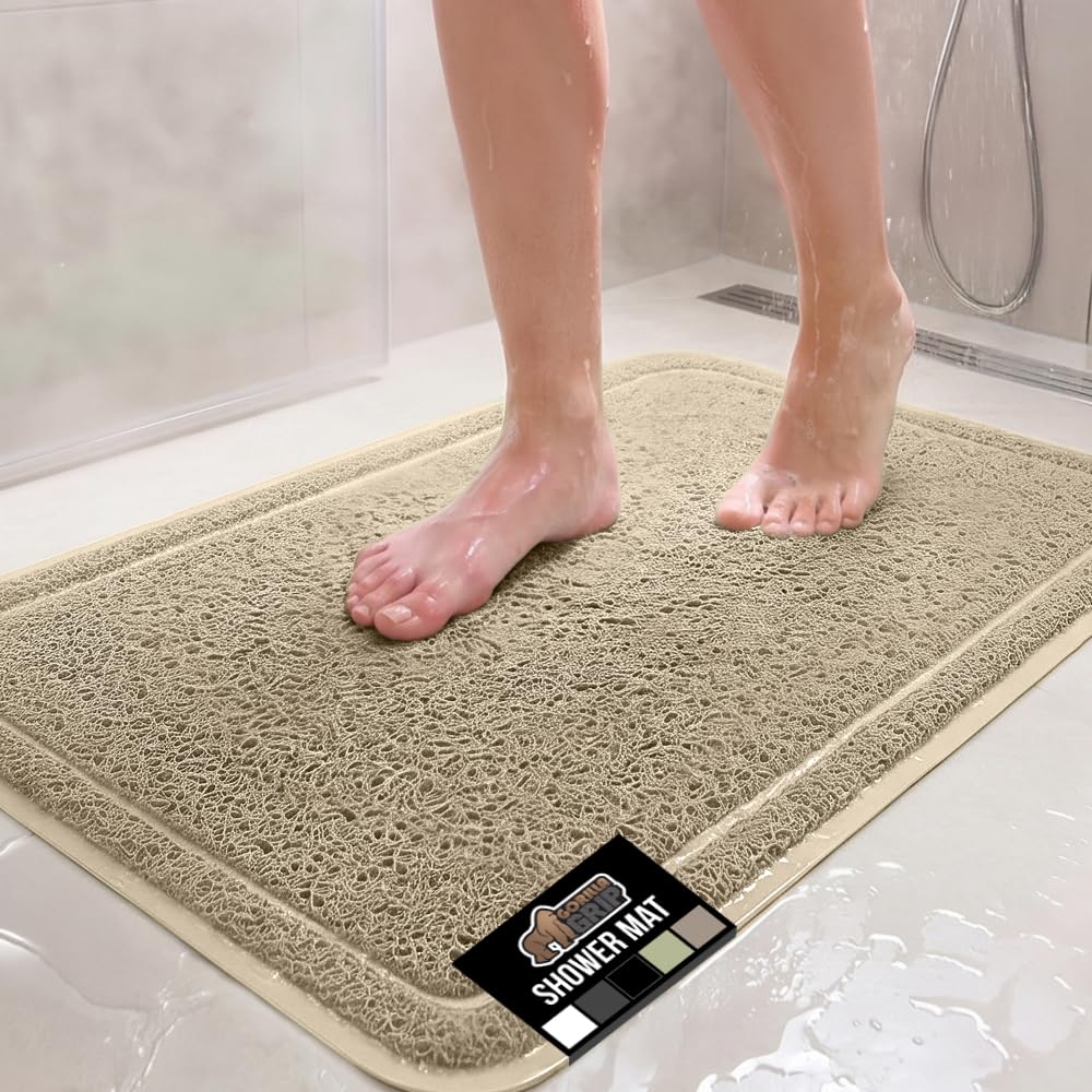 GORILLA GRIP Exfoliating Bath and Shower Mat, Textured Backing, 24x16 White