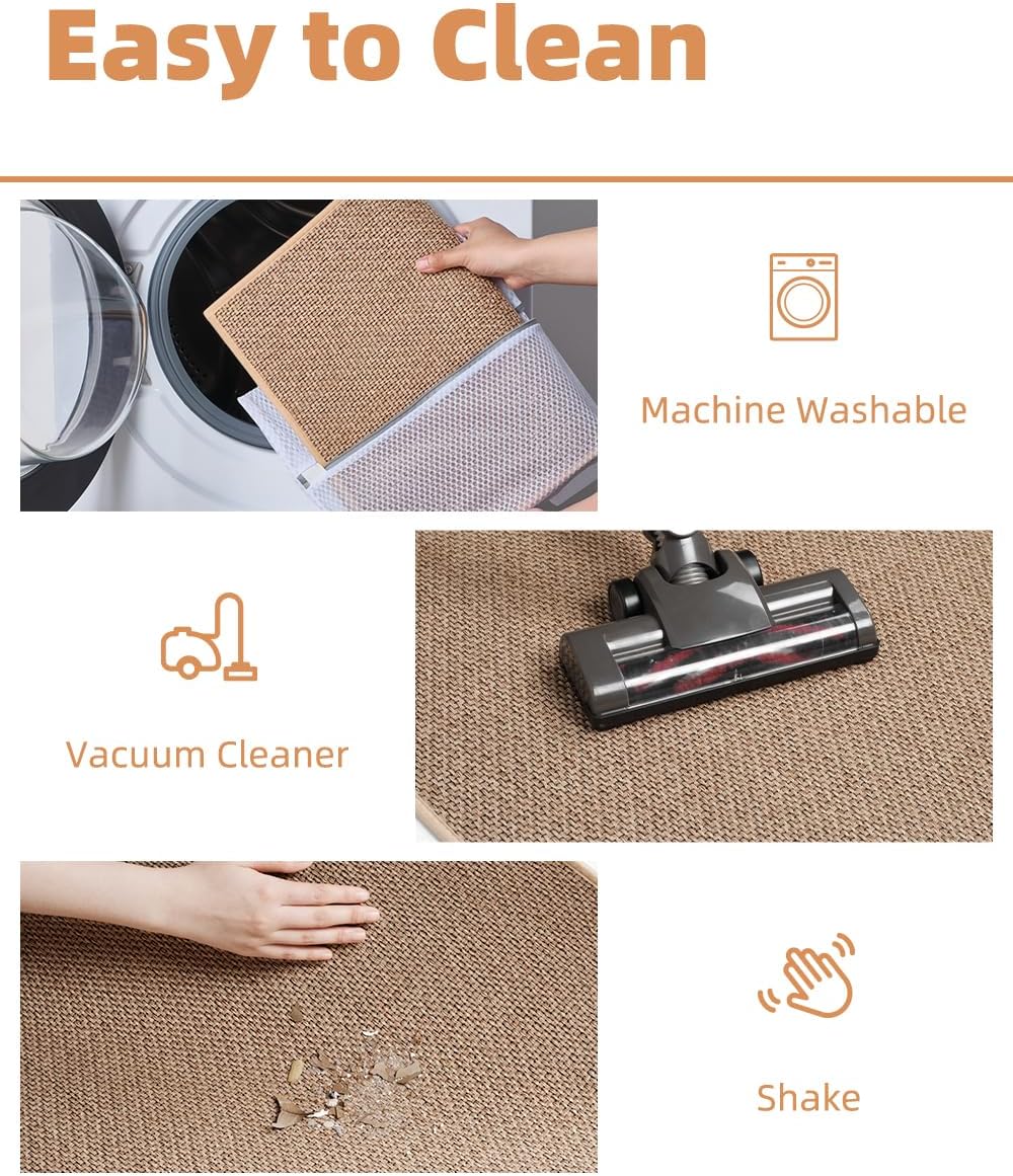 PADOOR Non-Slip Bath Mat, Braided Absorbent Bathroom Mat, 17''x24'' Beige