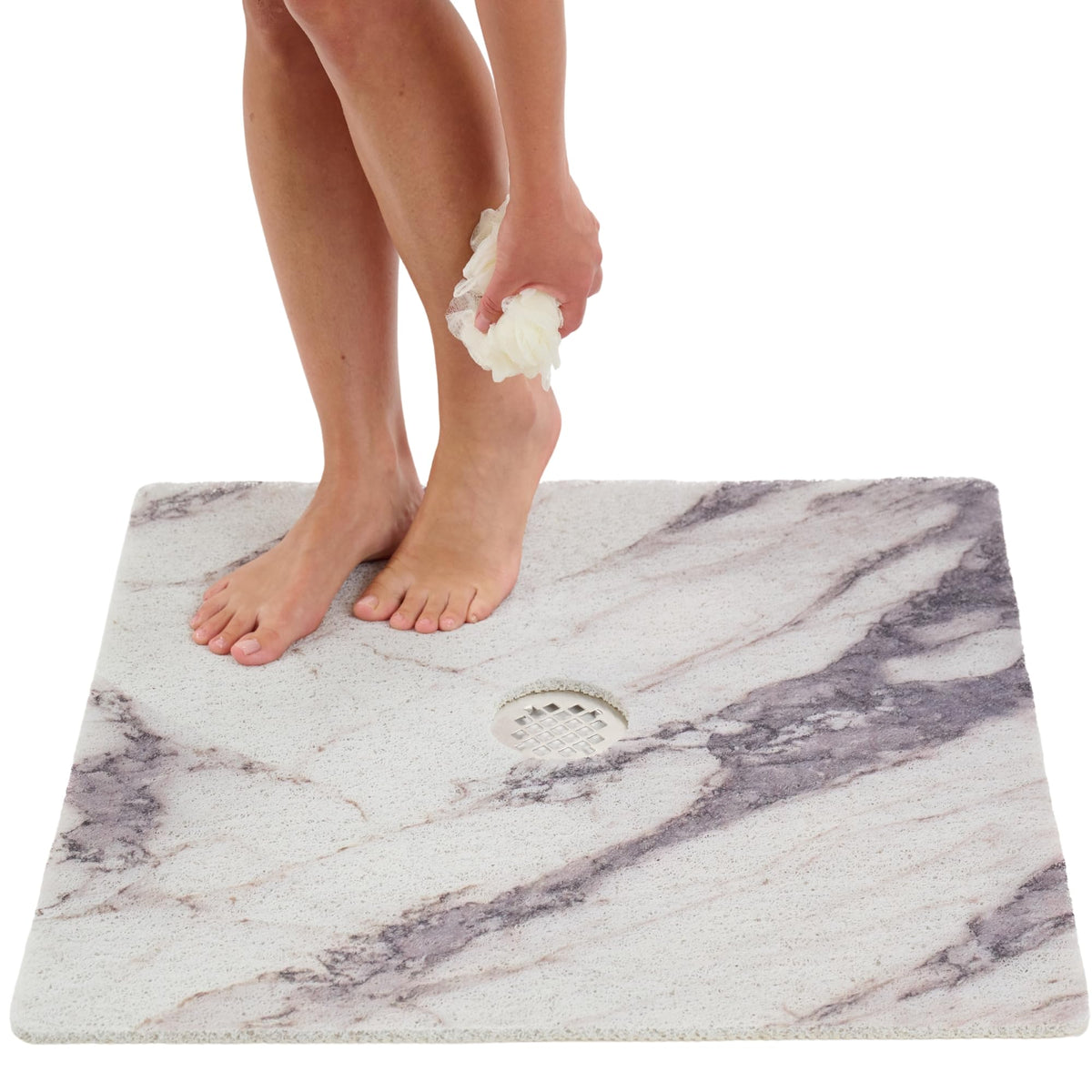 Non Slip Bathtub Mat Shower Mat for Tub - Loofah Bath Mats for Bathroom - 40x16 Bathtub Floor Mat - Textured Anti Slip Bath Mat Without Suction Cups - Secure Mat for Wet Areas (40x16 Pebble Blue)