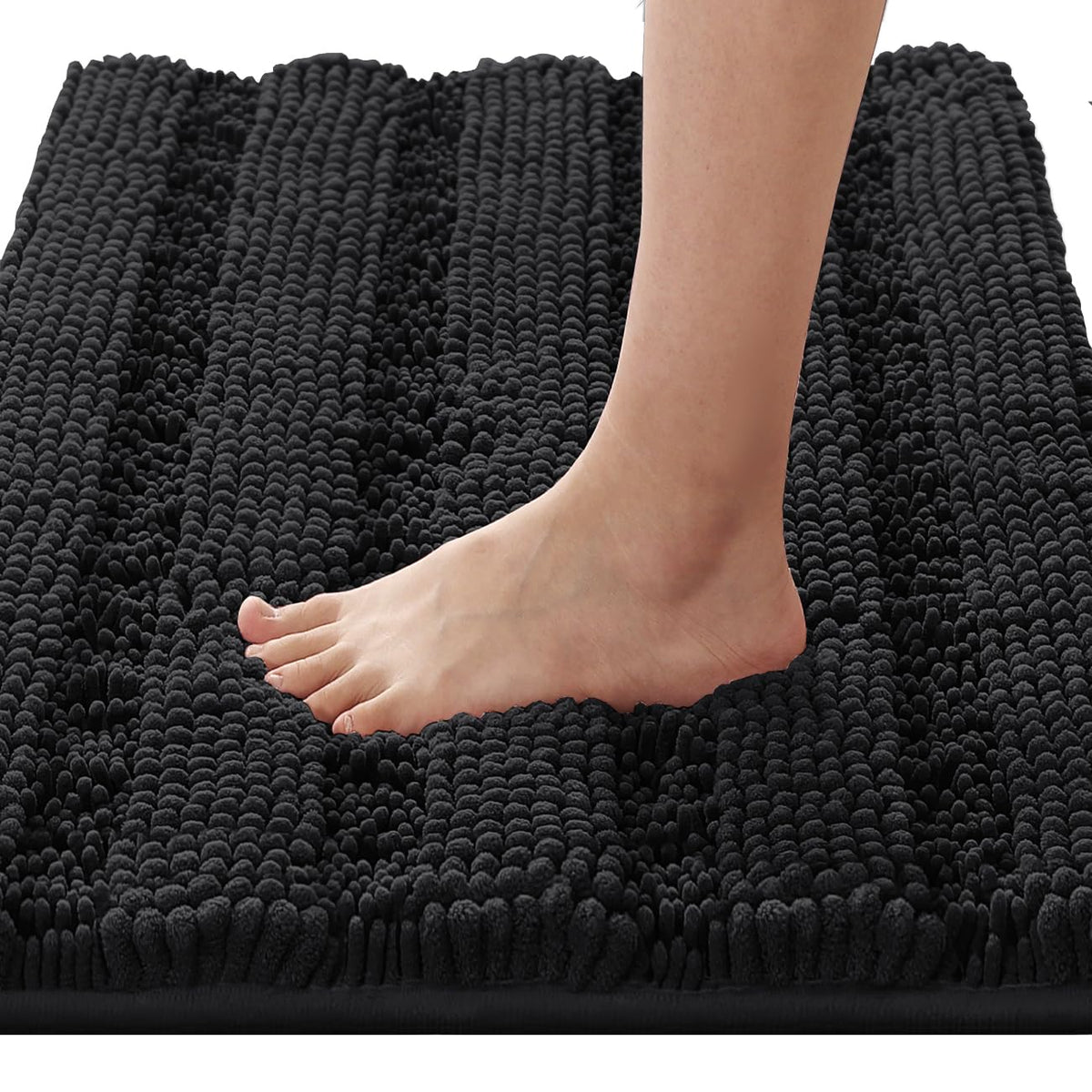 H.VERSAILTEX Grey Bathroom Rug Set Bath Mats, 2 Piece Bath Rugs Non Slip Thick Soft Chenille Striped Bath Rug Set, Bath Mats for Bathroom Sets (Grey, 20" x 32"/17" x 24")