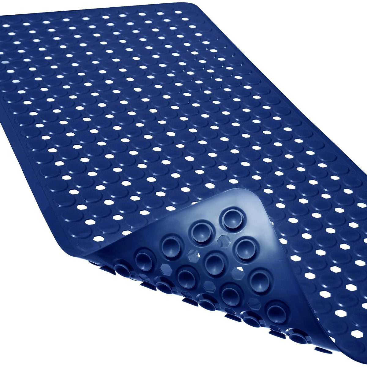 Non-Slip Bathtub and Shower Mats, Power Grip Bath Mat 35 x 16.3 Inch with Suction Cups and Drain Holes for Tub Bathroom Floor Safety, Machine Washable Soft Bathmat, Gray