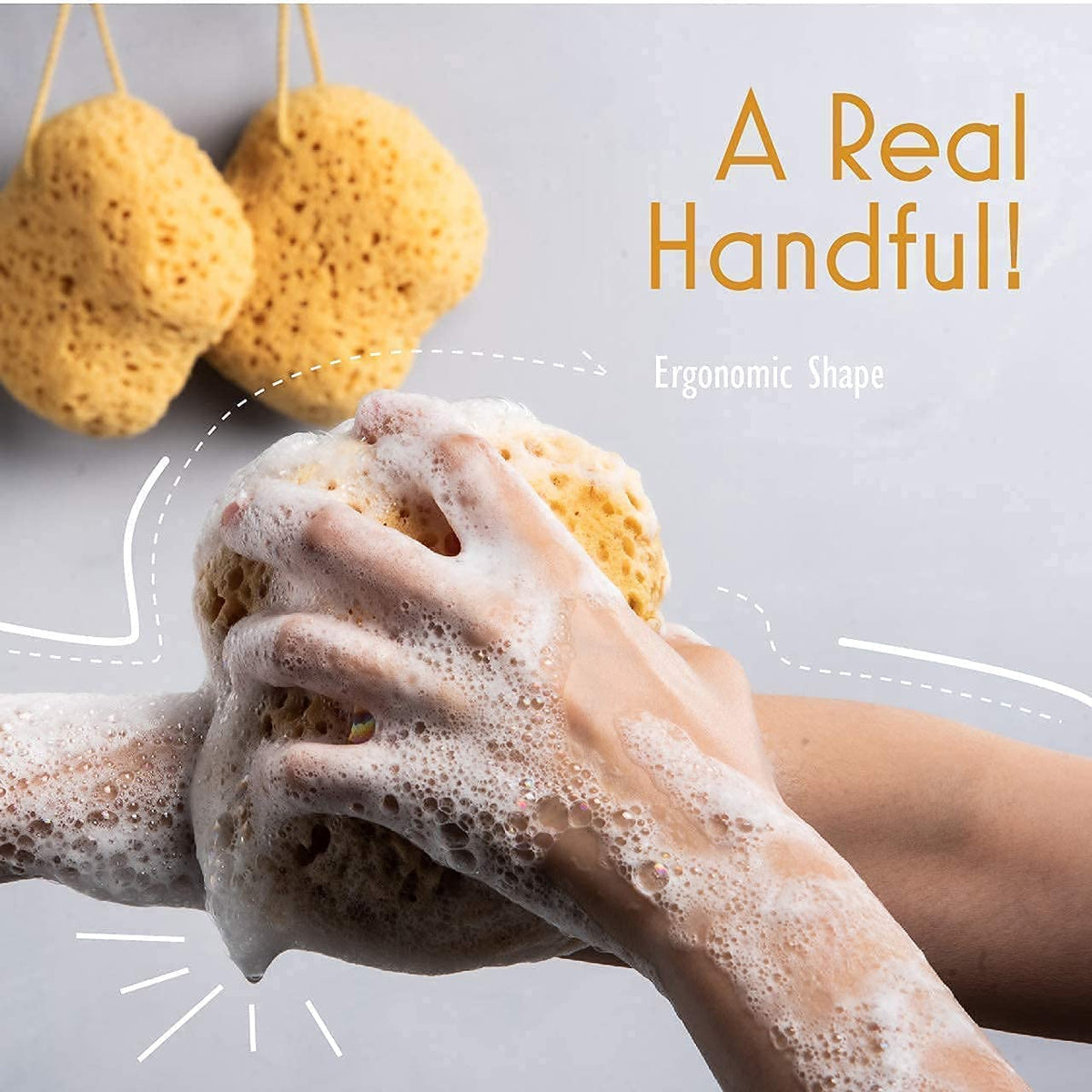 myHomeBody Bath Sponge, Foam Loofah, Shower Sponge for Body, Curvy, 3 Pack