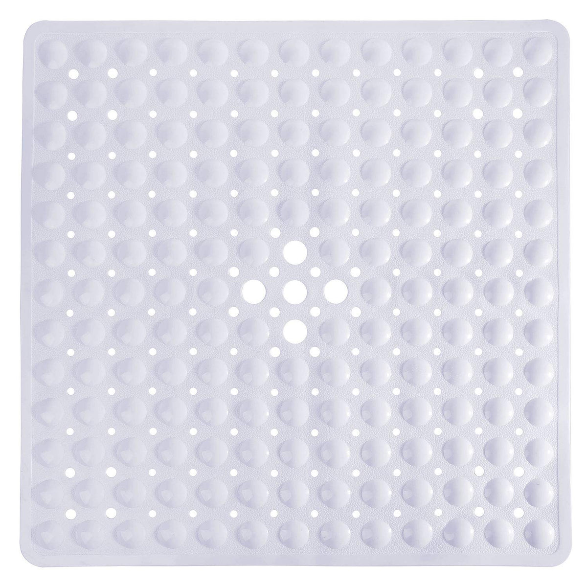 Yimobra Shower Mat 21X21 Inch Square, Non Slip Bathtub Mat with Large Suction Cups&Drain Holes, Soft Fast Dry Shower Stall Mats for Inside Shower, Machine Washable BPA-Free,Bath Essentials, Clear Gray