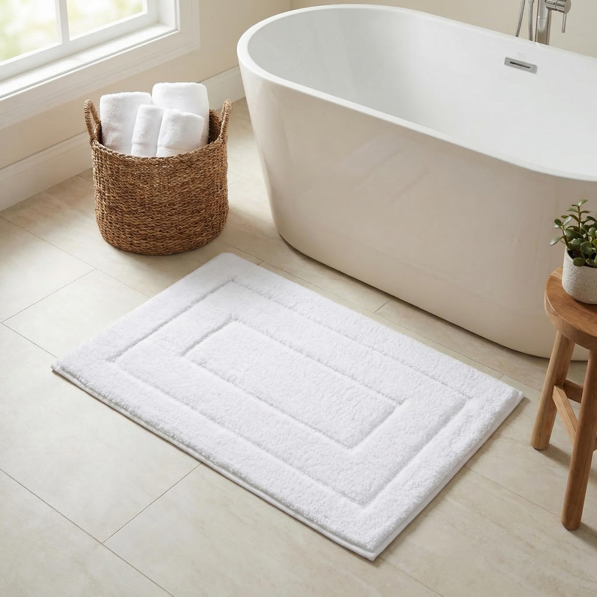 GRANNY SAYS Blue Bathroom Rug 16" x 24", Non-Slip Microfiber Bath Mat