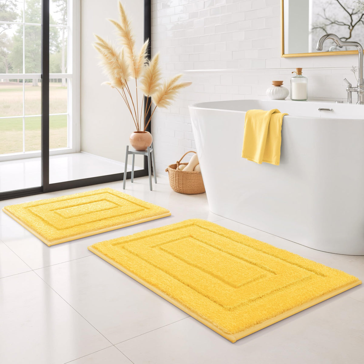 GRANNY SAYS Blue Bathroom Rug 16" x 24", Non-Slip Microfiber Bath Mat
