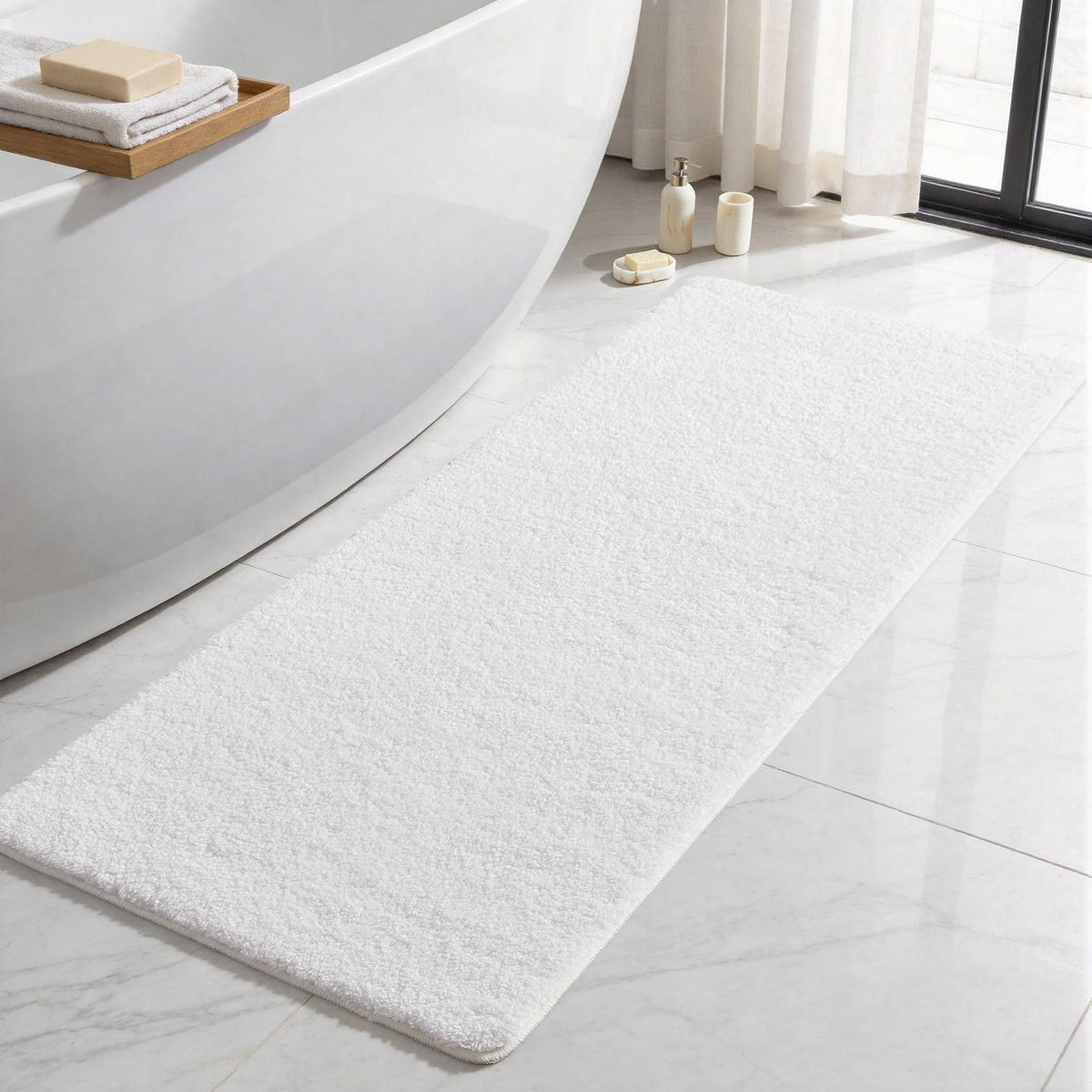 TYUU Black Bathroom Rug, Ultra Soft Bath Rugs Non Slip Washable, Super Absorbent Quick Dry Small Bath Mat with Rubber Backing for Bathroom Floor, Shower, or Sink, Black 16" x 24"