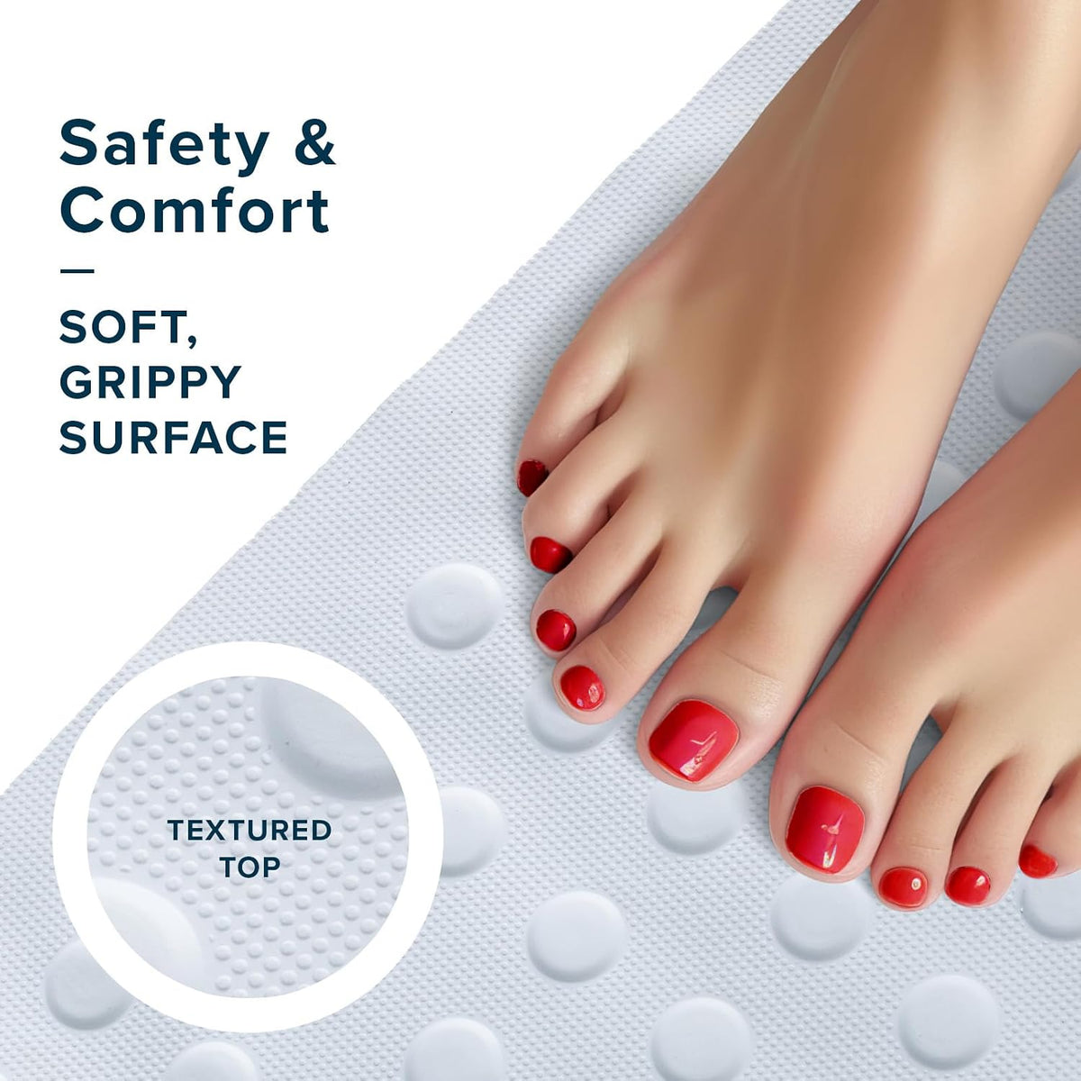 SlipX Solutions Natural Rubber Non Slip Bath Mat for Tub, 18x36, White