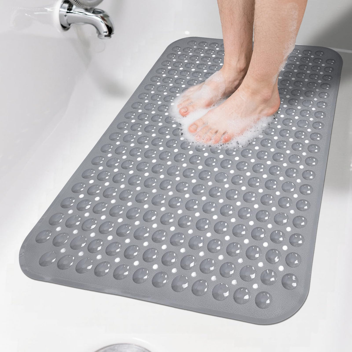 Extra Long Bathtub Mat Non Slip Bath Mat Black 40"x16" Full Size