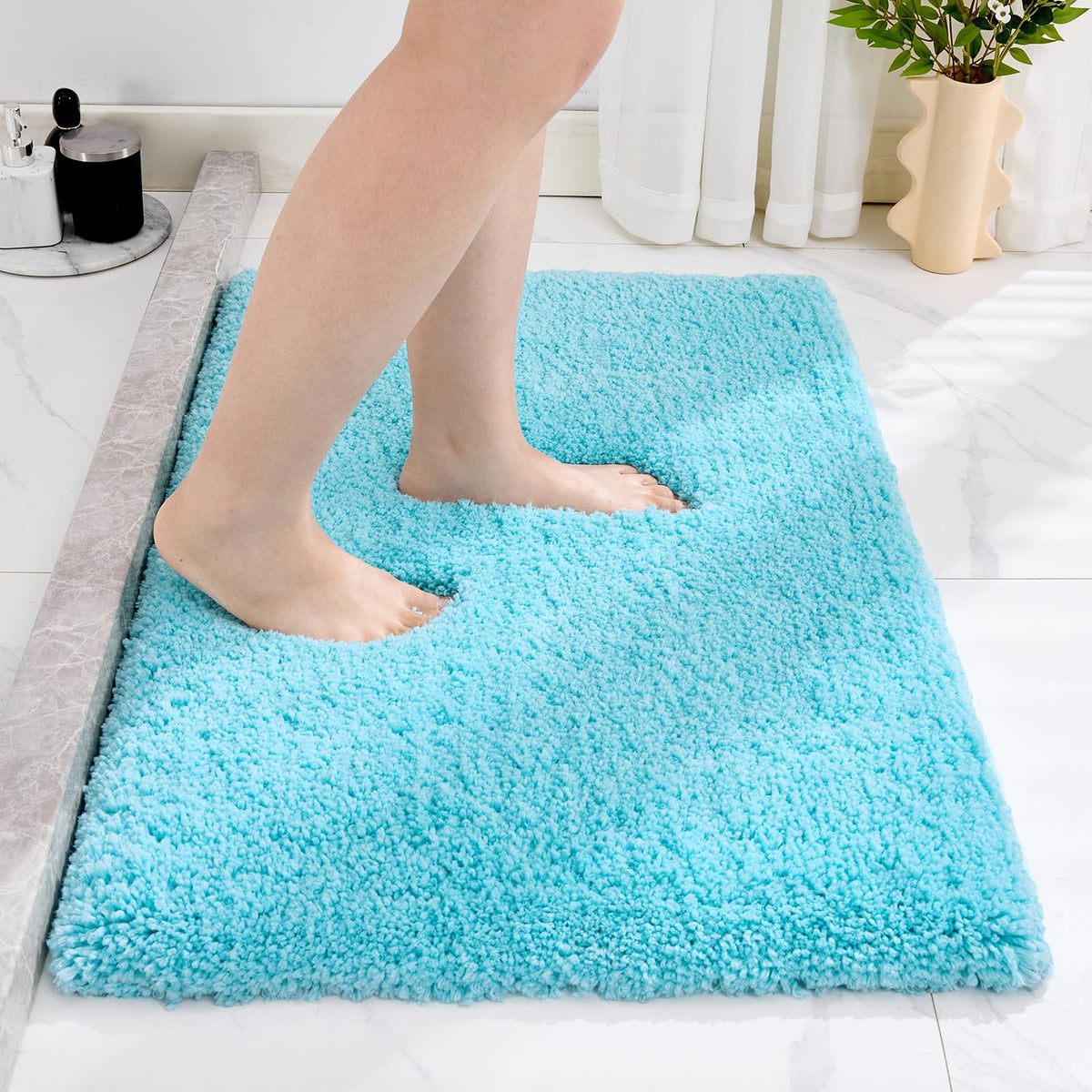 Disolla Gray Bathroom Rugs 17x24, Microfiber Non-Slip Plush Small Bath Mat