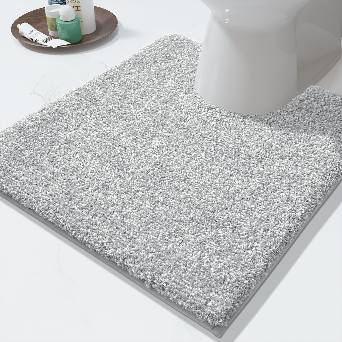 Yimobra Non Slip Machine Washable Bathroom Rug 24x17 Grey and White