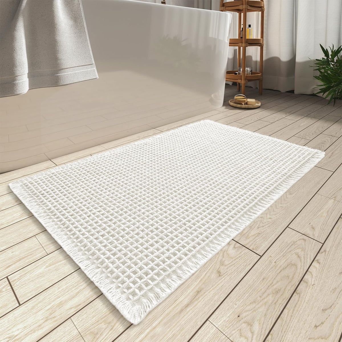 Upgraded Waffle Bath Mat Ultra Absorbent Non Slip Bathroom Mat, 18" x 30"
