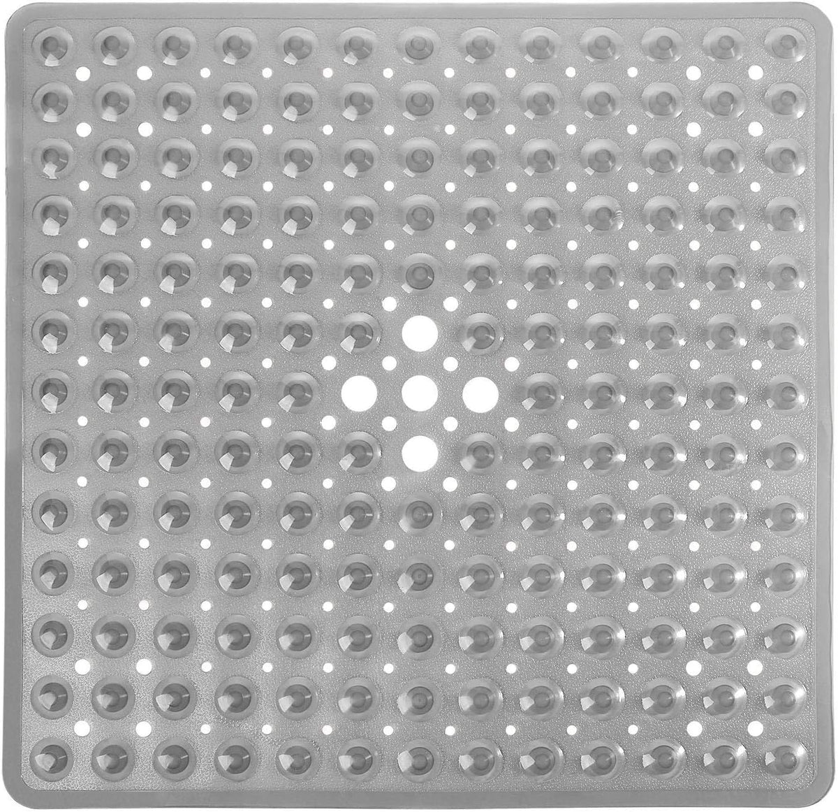 Yimobra Shower Mat 21X21 Inch Square, Non Slip Bathtub Mat with Large Suction Cups&Drain Holes, Soft Fast Dry Shower Stall Mats for Inside Shower, Machine Washable BPA-Free,Bath Essentials, Clear Gray