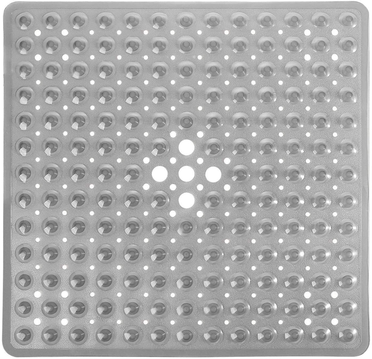 Yimobra Shower Mat 21X21 Inch Square, Non Slip Bathtub Mat with Large Suction Cups&Drain Holes, Soft Fast Dry Shower Stall Mats for Inside Shower, Machine Washable BPA-Free,Bath Essentials, Clear Gray