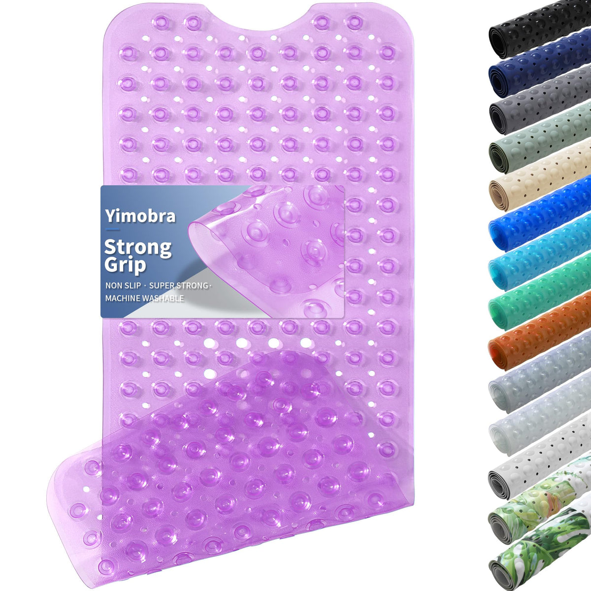 Yimobra White Non Slip Bath Mat for Tub 40x16, Extra Long Bath Tub Mat