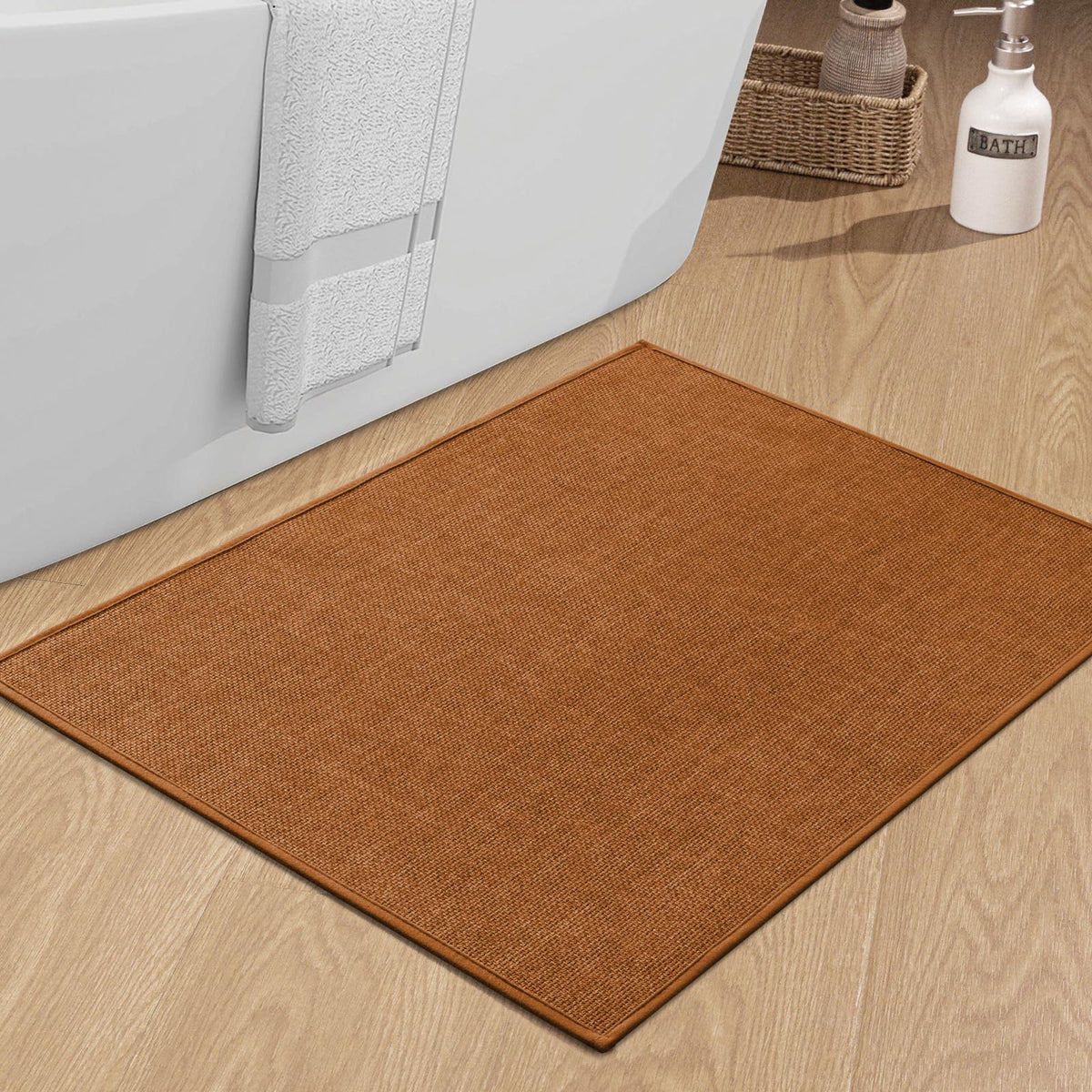 chakme Bathroom Rugs Mat 24x17, Ultra Thin Non Slip Bath Mat Small Quick Dry Absorbent Bath Mat for Bathroom Floor, (Black, 24"x17")