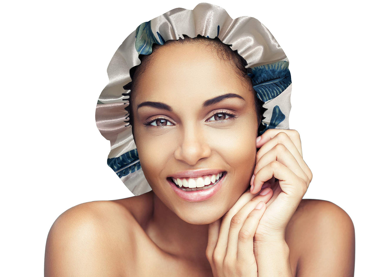 Glow By Daye Satin Bonnet, Double-Layered and Adjustable Satin Sleep Cap, Extra Large, Reversible Navy Classico