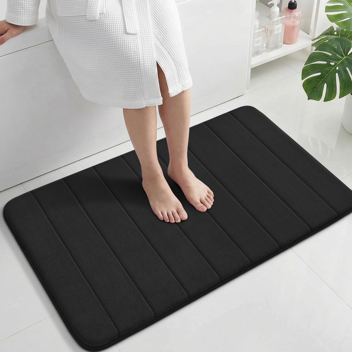 Yimobra Memory Foam Bath Mat, Super Soft Absorbent Bathroom Rug Non Slip 31.5x20 Inch, Quick Dry, Machine Washable Floor Carpet for Tub Shower, Home Decor Accessories, Beige