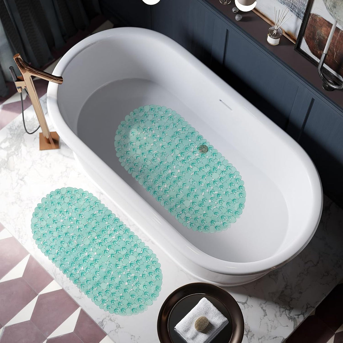 Vannokor Bath Mats for Bathroom Tub 27x14 Inch,Bath Mat for Tub Feels Great on Tired Feet, Friendly Machine Washable Shower Tub Mats with 167 Big Suction Cups,Shower Mat,Bath Tub Mat,Green