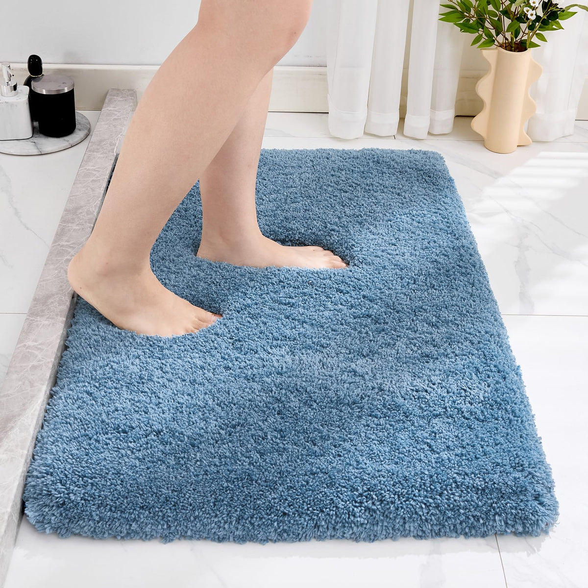 Disolla Gray Bathroom Rugs 17x24, Microfiber Non-Slip Plush Small Bath Mat