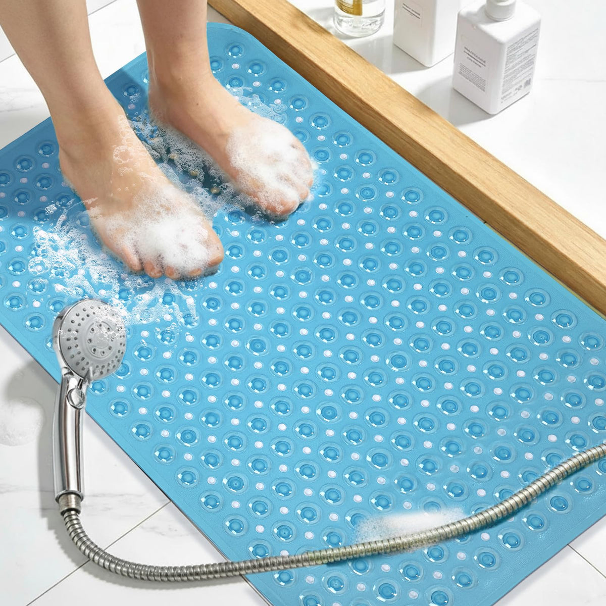 Extra Long Bathtub Mat Non Slip Bath Mat Black 40"x16" Full Size