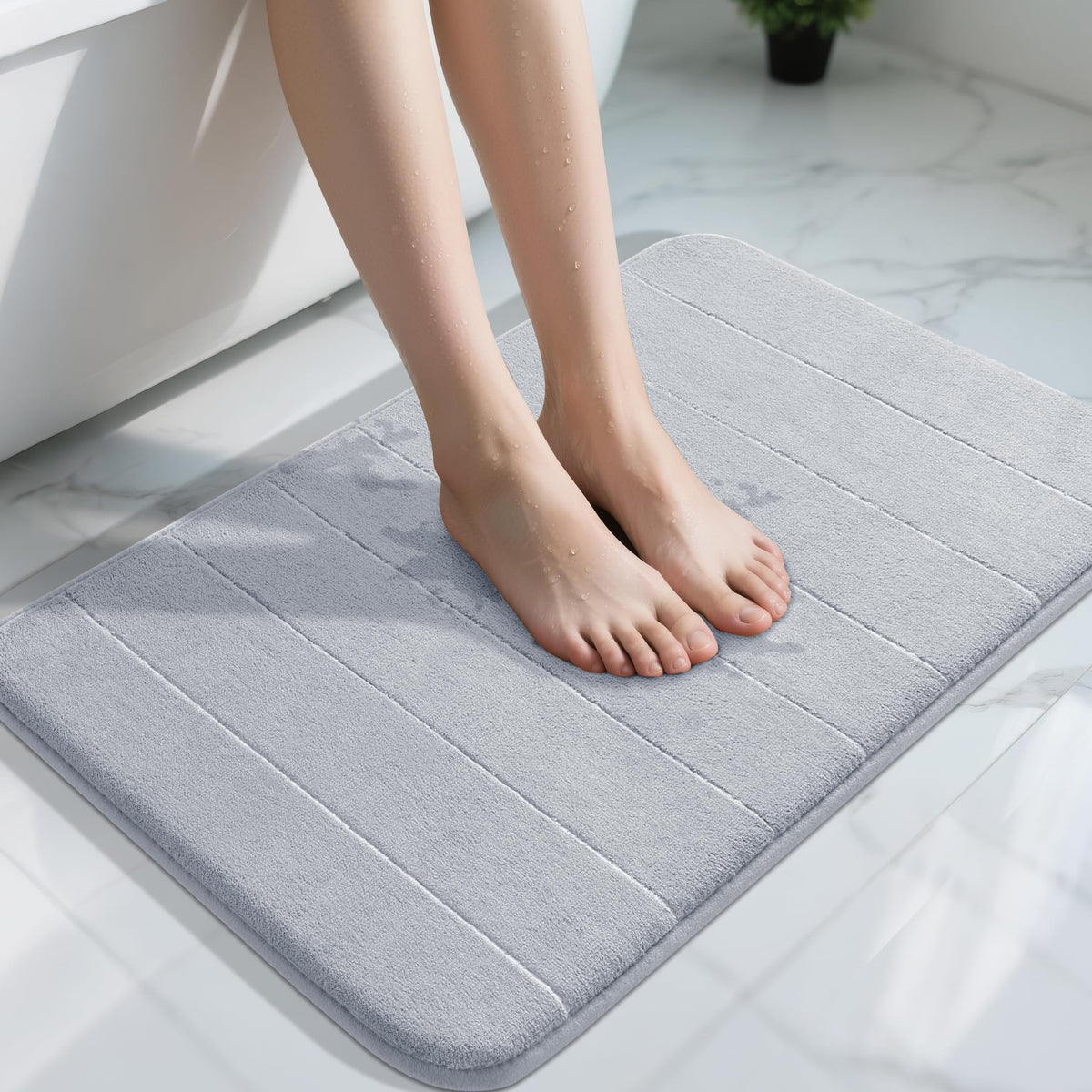 Yimobra Memory Foam Bath Mat, Super Soft Absorbent Bathroom Rug Non Slip 31.5x20 Inch, Quick Dry, Machine Washable Floor Carpet for Tub Shower, Home Decor Accessories, Beige