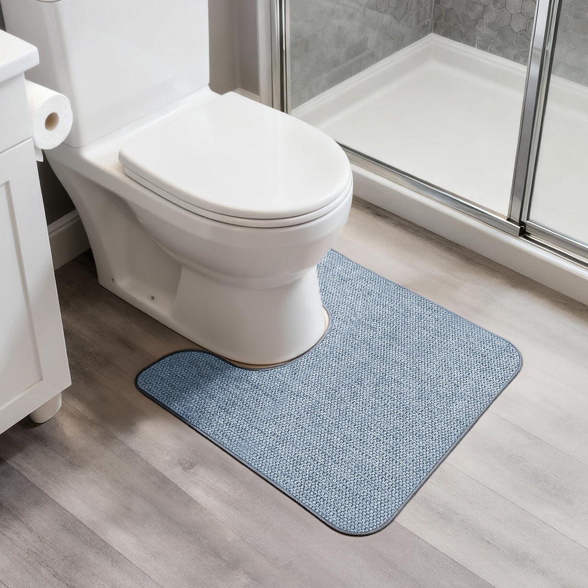 Bath Mat,Ultra Thin Bathroom Rugs,Rubber Bath Mats for Bathroom,No Slip Bath Rugs,Quick Dry,Machine Washable,Low Pile,Absorbent,Shower Outside,Sink,Home Decor Accessories.Blue,1'5"x2'3"(17x27inch)