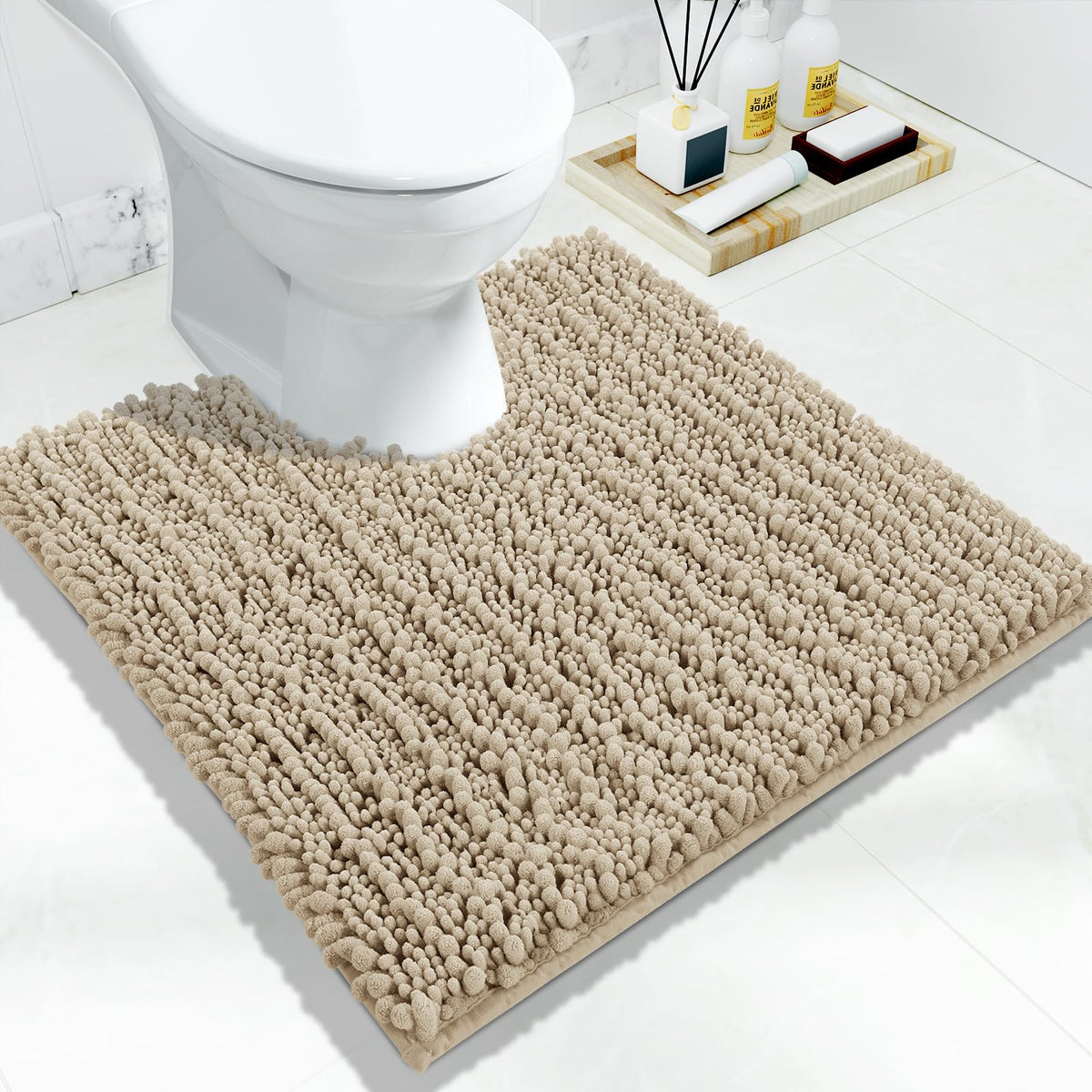 Yimobra Bathroom Rugs Non Slip Washable 32x20 Inch - Ultra Soft Absorbent Chenille Bath Mat, Quick Dry Shaggy Floor Carpet for Tub Shower, Gray Home Decor Accessories