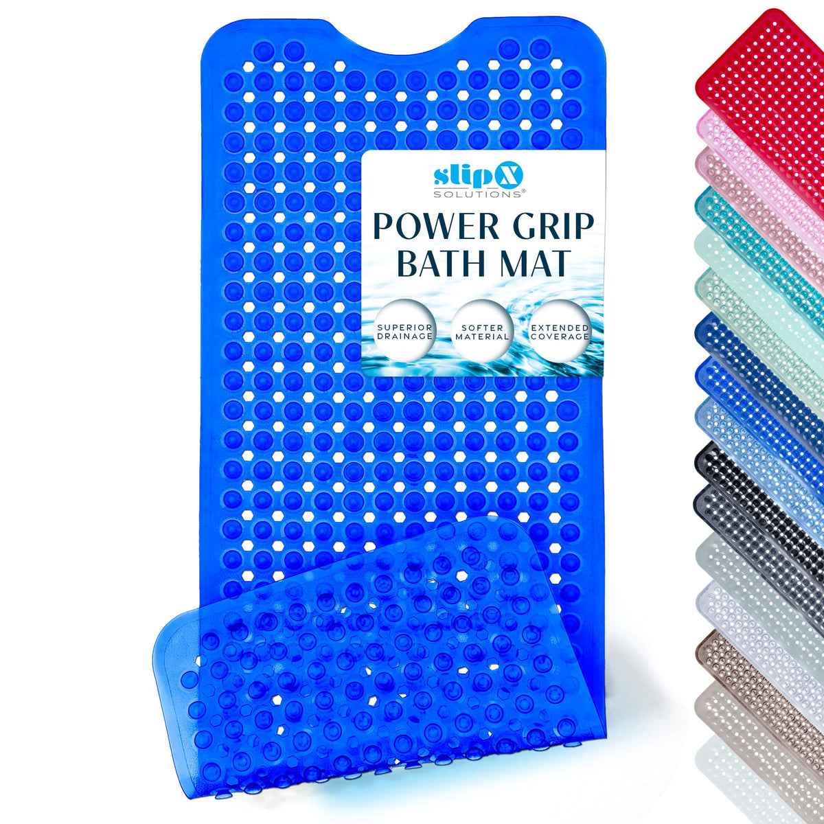 SlipX Solutions 39"x16" Power Grip Non Slip Bathtub Shower Mat, Tan