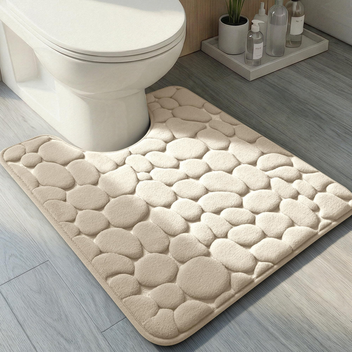 YIHOUSE Bathroom Mat Rug, Memory Foam Bath Mat, Non-Slip Bathroom Floor Mats, Cobblestone Bath Mats Absorbent Bath Rugs Washable Quick Dry (17x24,Dark Gray)