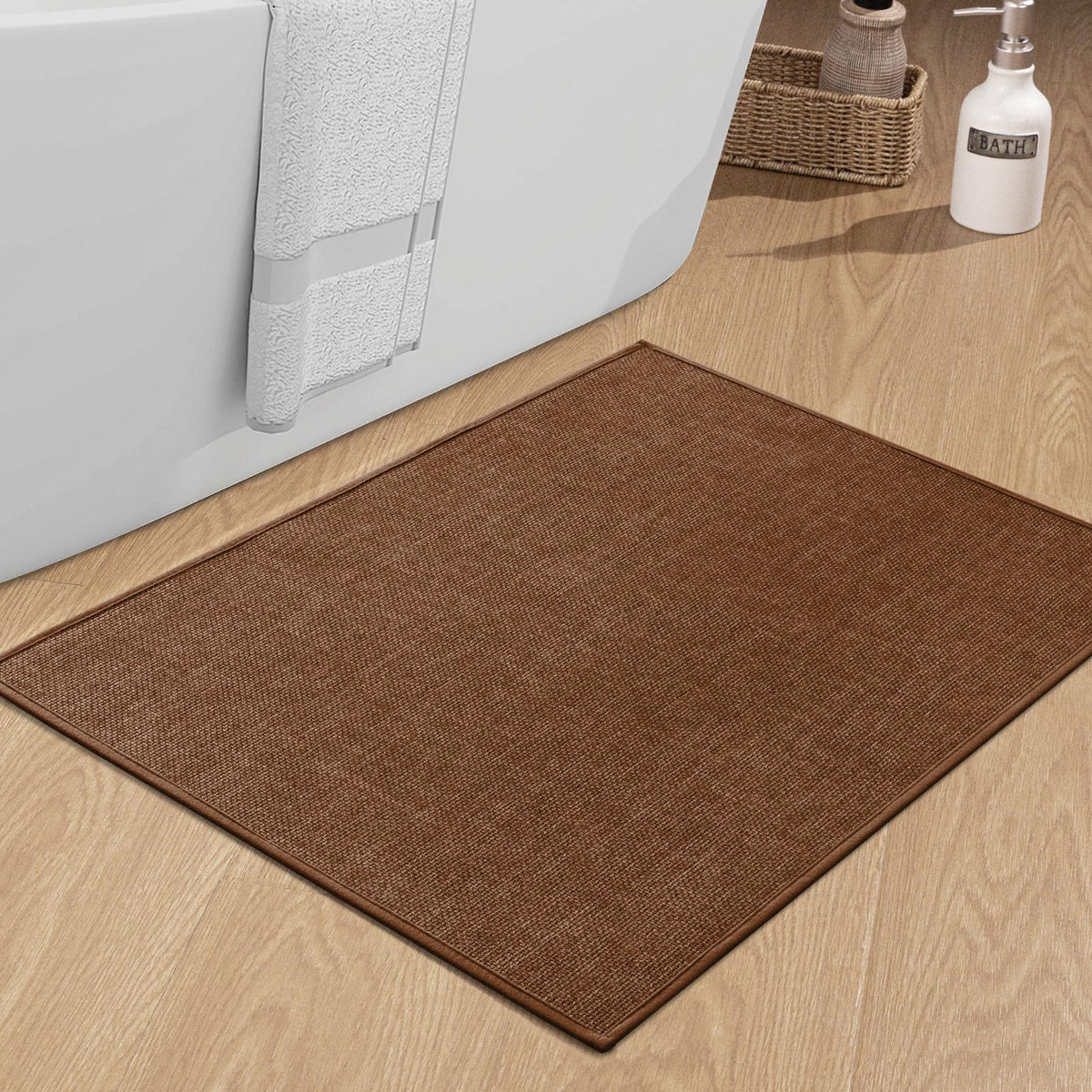 chakme Bathroom Rugs Mat 24x17, Ultra Thin Non Slip Bath Mat Small Quick Dry Absorbent Bath Mat for Bathroom Floor, (Black, 24"x17")