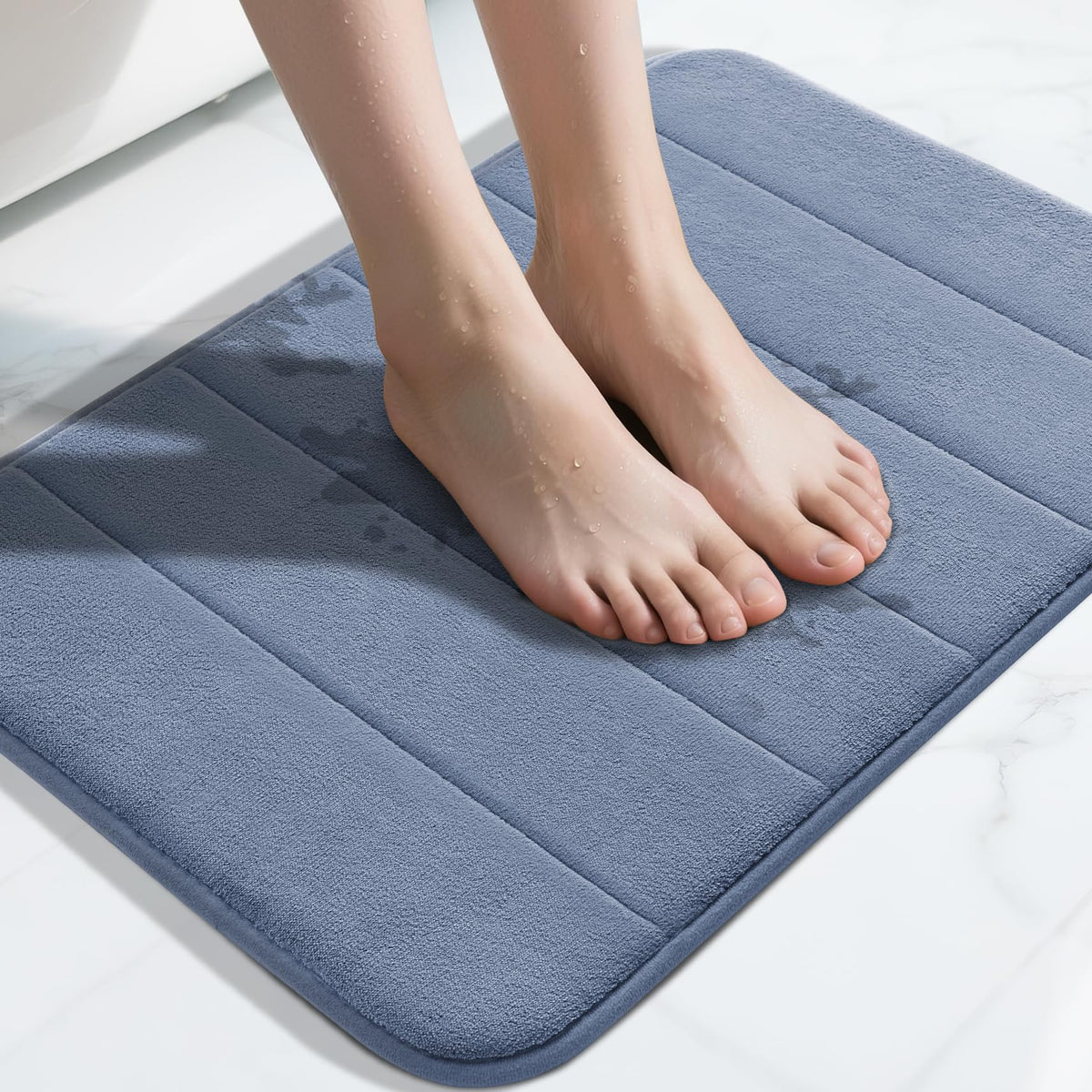 Yimobra Memory Foam Bath Mat, Super Soft Absorbent Bathroom Rug Non Slip 31.5x20 Inch, Quick Dry, Machine Washable Floor Carpet for Tub Shower, Home Decor Accessories, Beige