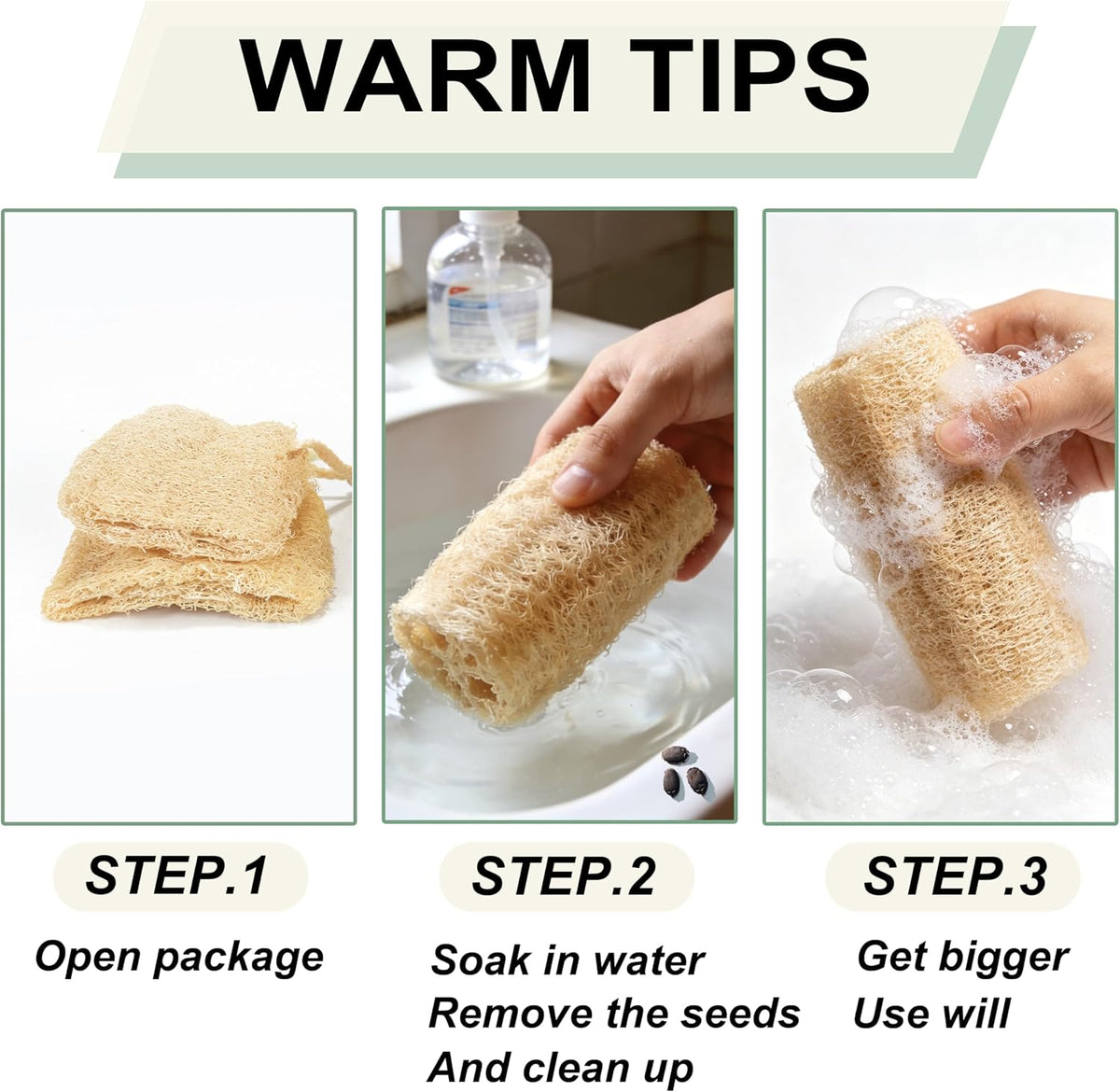 Natural Loofah Sponge Organic Loofa Set 6 Pack,Exfoliating Body Scrubber Shower Luffa Men and Women for Bath Cleaning Skin Back and Face Eco Tool