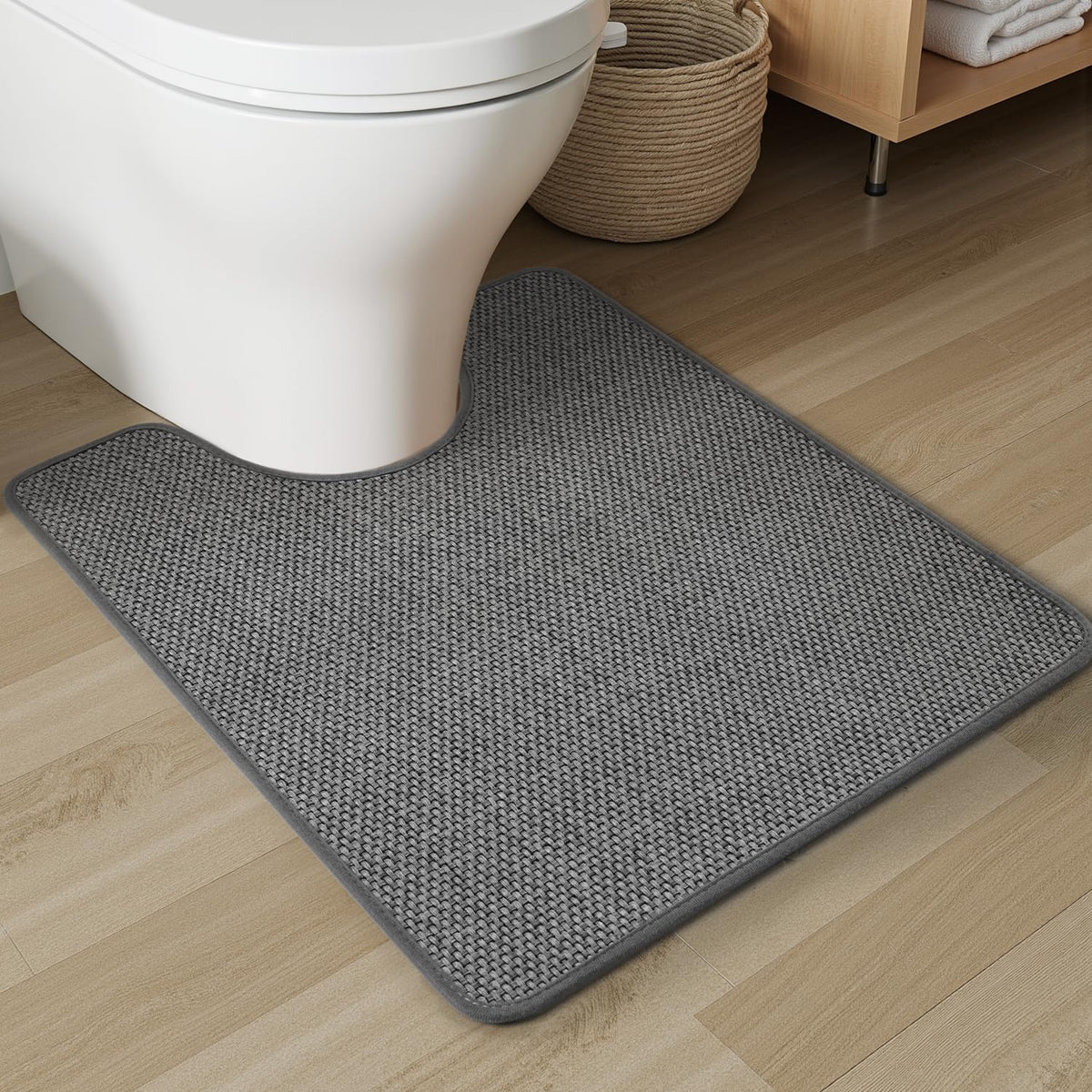PADOOR Non-Slip Bath Mat, Braided Absorbent Bathroom Mat, 17''x24'' Beige