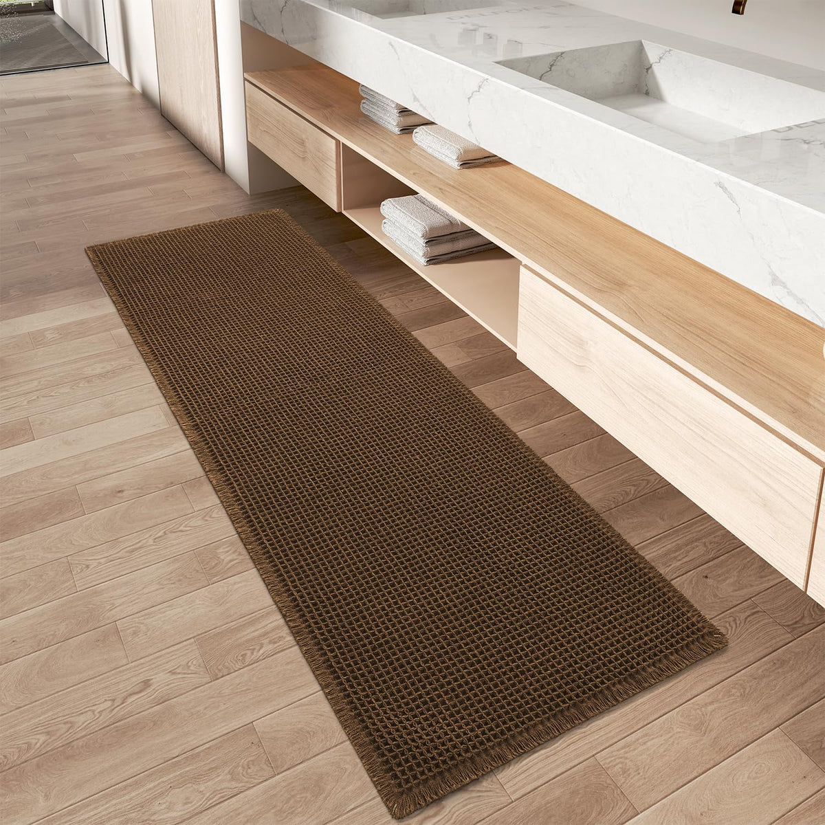 Upgraded Waffle Bath Mat Ultra Absorbent Non Slip Bathroom Mat, 18" x 30"