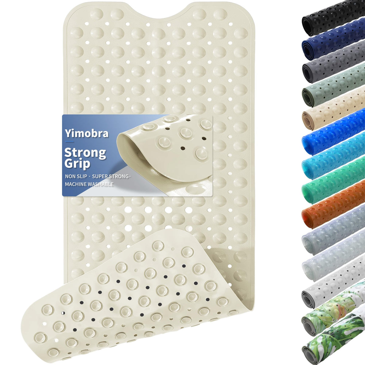 Yimobra White Non Slip Bath Mat for Tub 40x16, Extra Long Bath Tub Mat