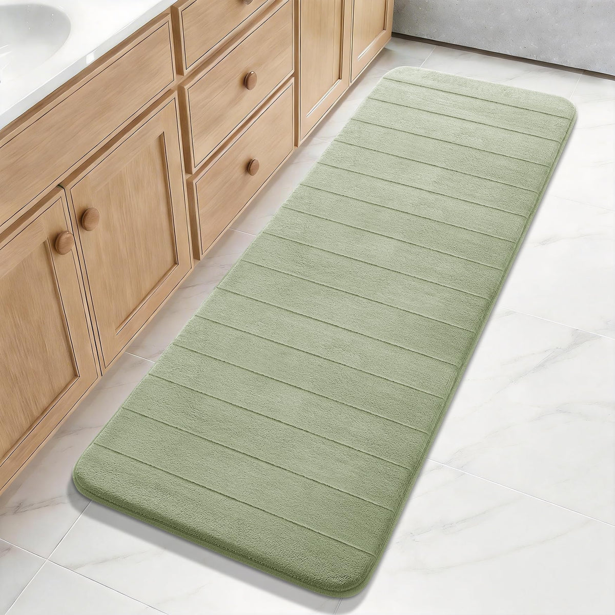 Yimobra Memory Foam Bath Mat, Super Soft Absorbent Bathroom Rug Non Slip 31.5x20 Inch, Quick Dry, Machine Washable Floor Carpet for Tub Shower, Home Decor Accessories, Beige