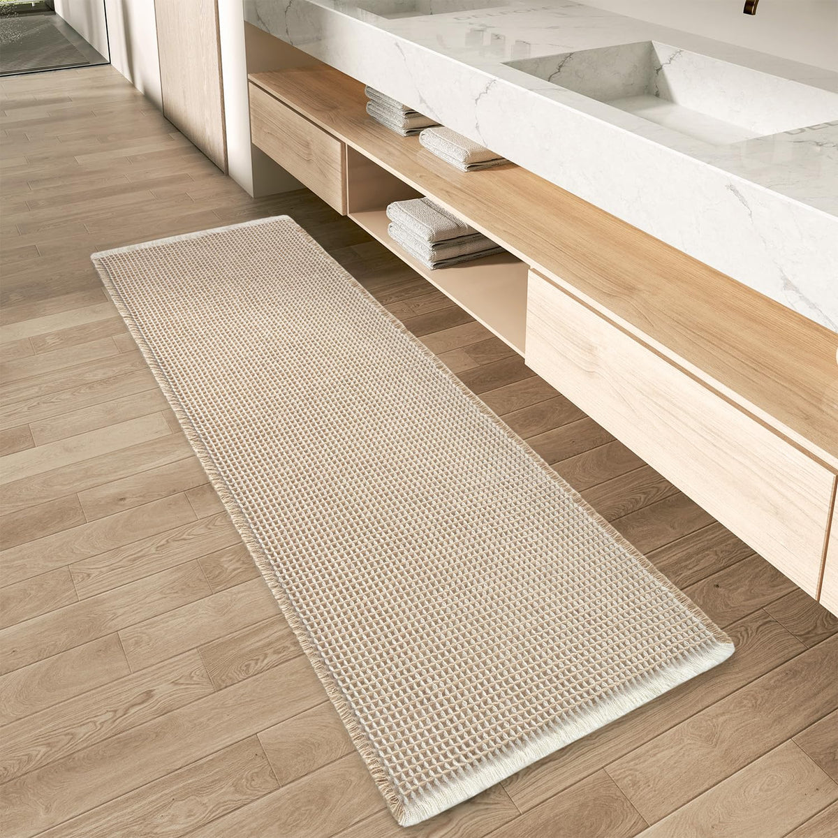 Upgraded Waffle Bath Mat Ultra Absorbent Non Slip Bathroom Mat, 18" x 30"