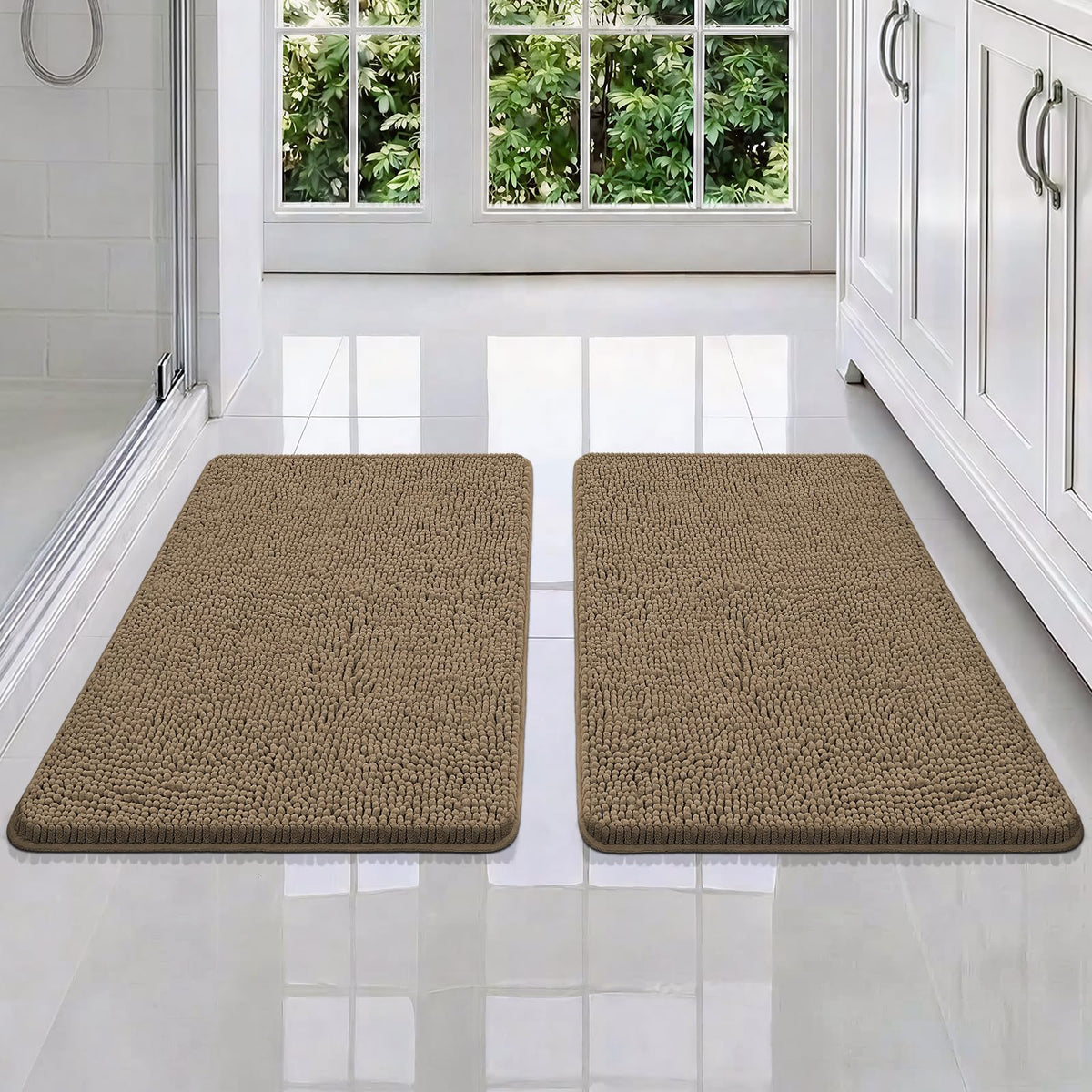 Bcoimo Small Bath Rug Mat,Chenille Extra Soft Navy Bathroom Mats for Floor