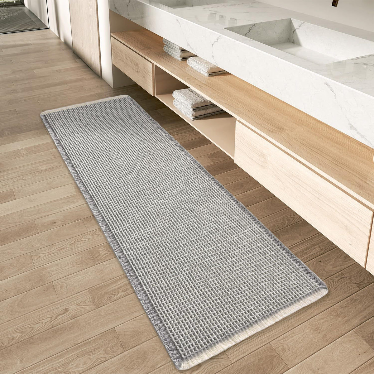 Upgraded Waffle Bath Mat Ultra Absorbent Non Slip Bathroom Mat, 18" x 30"