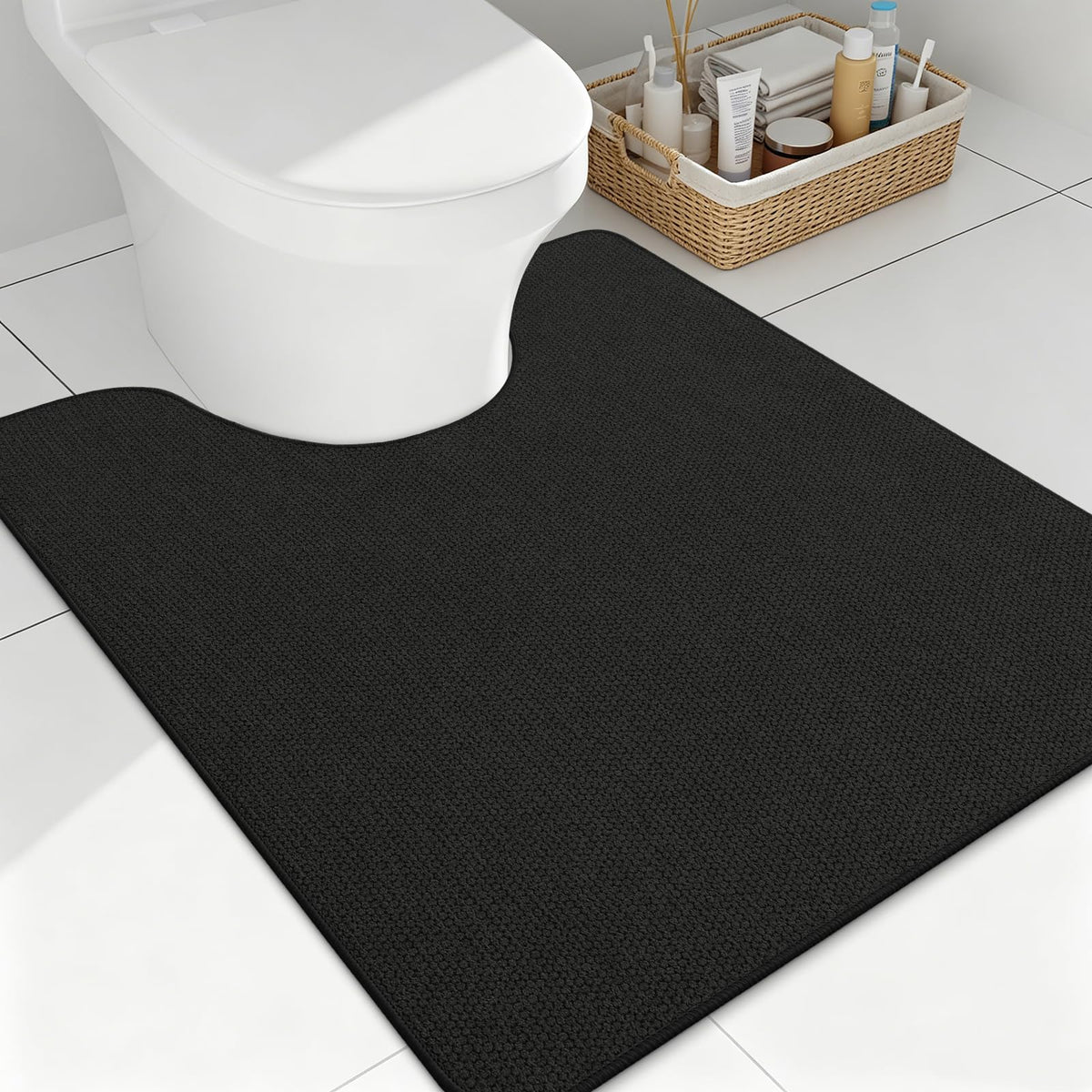 Smiry Ultra Thin Bath Mat 27x17, Non Slip Rubber Washable Bathroom Rugs