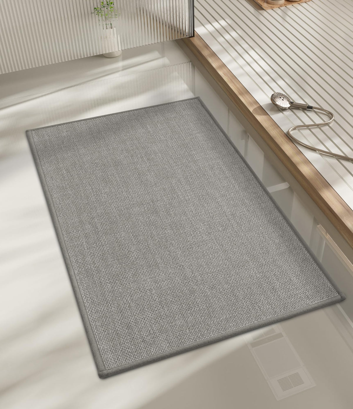 chakme Bathroom Rugs Mat 24x17, Ultra Thin Non Slip Bath Mat Small Quick Dry Absorbent Bath Mat for Bathroom Floor, (Black, 24"x17")