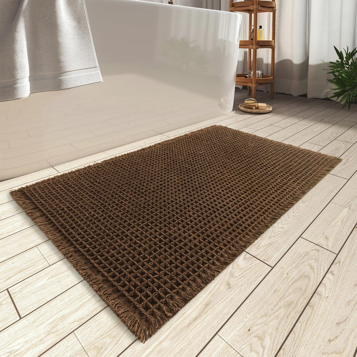 Upgraded Waffle Bath Mat Ultra Absorbent Non Slip Bathroom Mat, 18" x 30"
