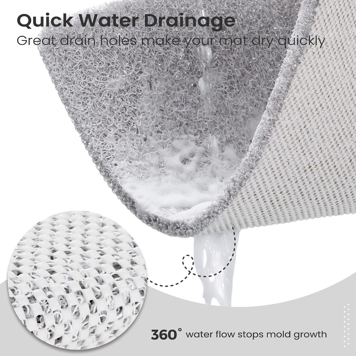Nonslip Bathtub Mat, Anti Slip Bath Mat 0.6" Extra Thick, Quick Dry Bath Tub Anti Slip Shower Mat, Loofah Non-Slip Bath Mat for Tub Bathroom Pool Kitchen Entryway Home Hotel(Light Gray 16x27)
