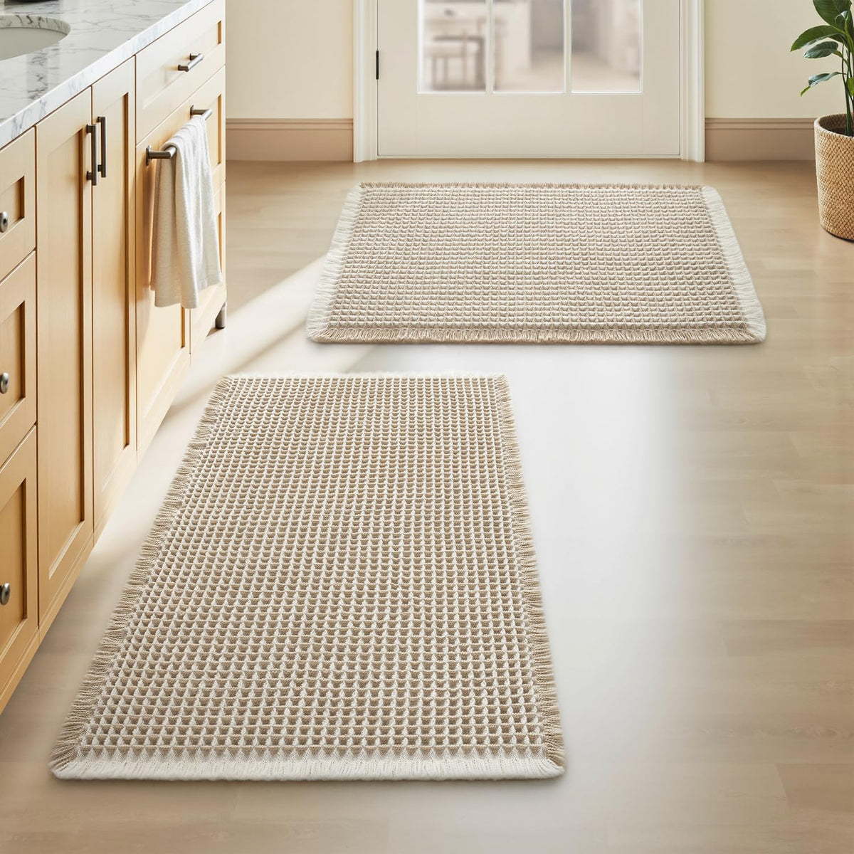 Upgraded Waffle Bath Mat Ultra Absorbent Non Slip Bathroom Mat, 18" x 30"