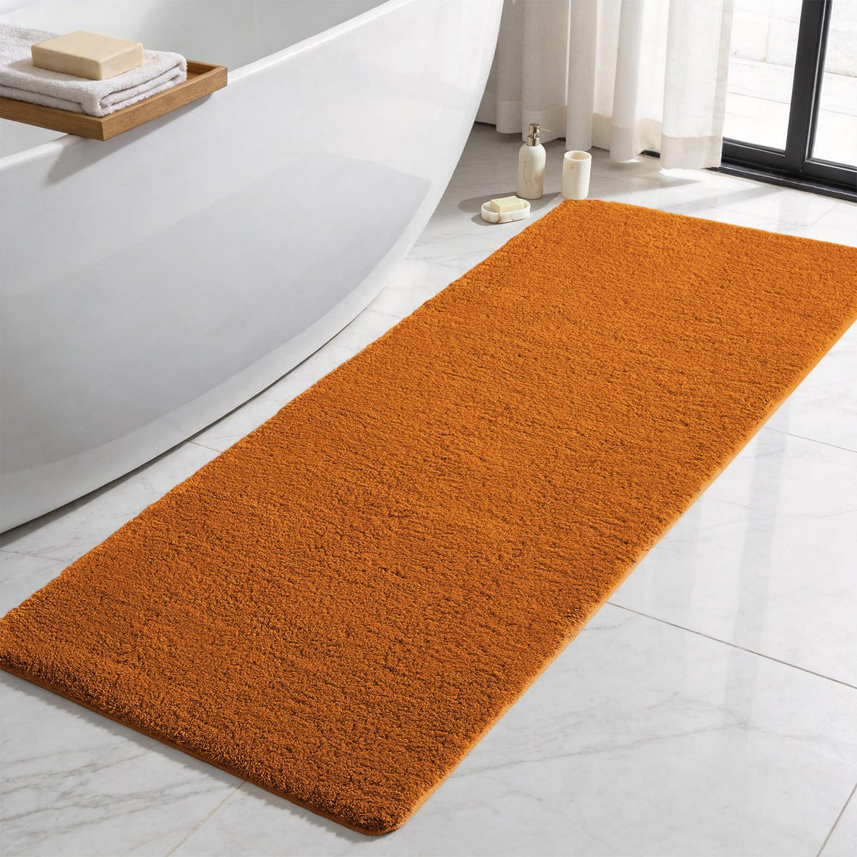 TYUU Black Bathroom Rug, Ultra Soft Bath Rugs Non Slip Washable, Super Absorbent Quick Dry Small Bath Mat with Rubber Backing for Bathroom Floor, Shower, or Sink, Black 16" x 24"