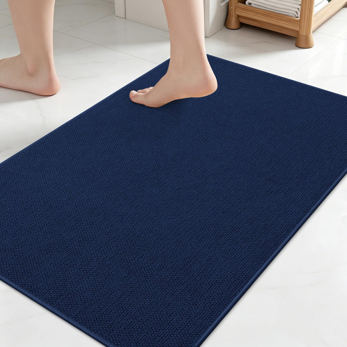 Smiry Ultra Thin Bath Mat 27x17, Non Slip Rubber Washable Bathroom Rugs