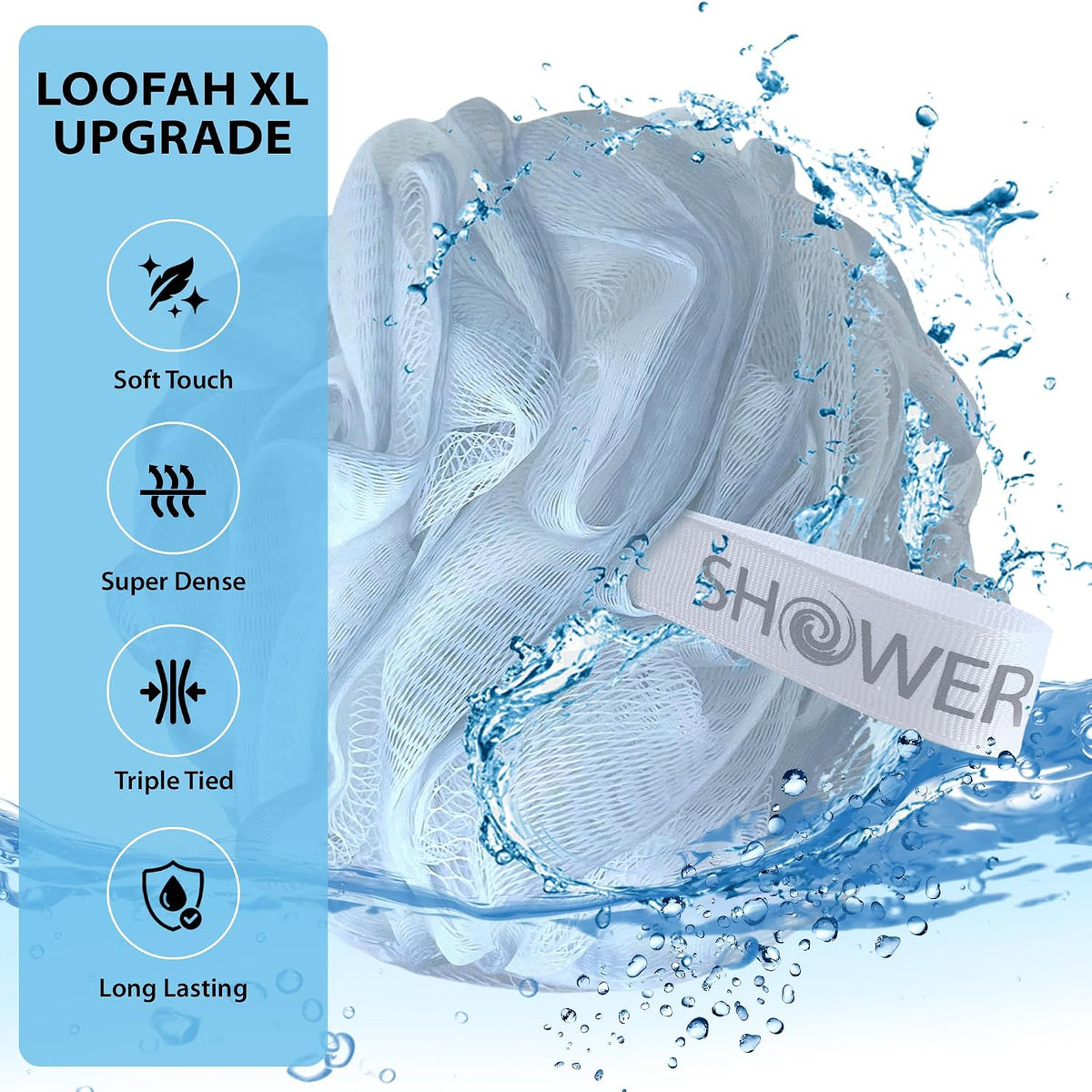 SHOWER BOUQUET Loofah Bath-Sponge XL Soft-Pastel-Colors 4-Pack Extra Large