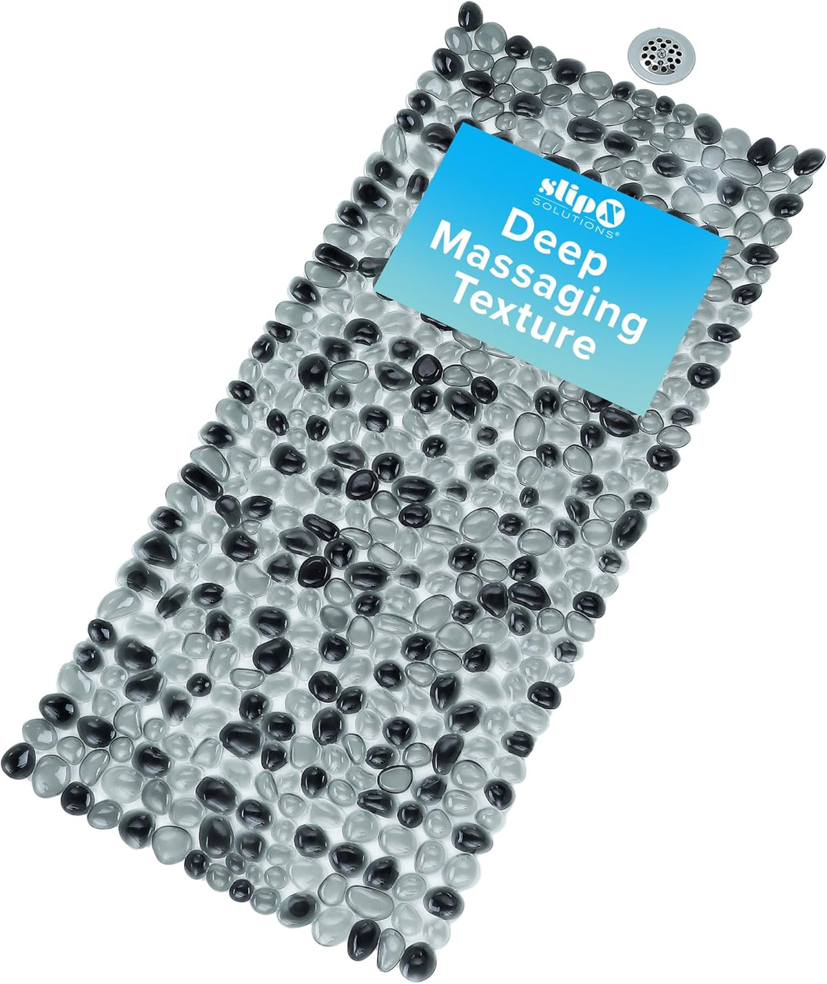 SlipX Solutions 38"x17" Pebble Non Slip Mat for Bath & Shower, Dark Gray